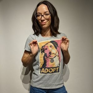 #NationalDogDay Adopt Change Gray T-shirt